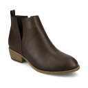 ジャーニーコレクション レディース ブーツ シューズ Women's Rimi Notched Ankle Stacked Heel Booties Dark ...