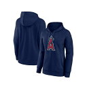 ファナティクス レディース パーカー・スウェットシャツ アウター Women's Navy Los Angeles Angels Logo Pullover H...