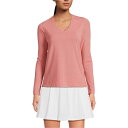 ランズエンド レディース カットソー トップス Women's Power Performance Long Sleeve Top Dark rose pinstripe(4)