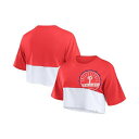 ファナティクス レディース Tシャツ トップス Branded Women's Red/White Philadelphia Phillies Color Split Boxy Cropped T-Shirt Fadedwhite(4)