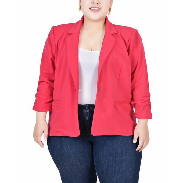 ニューヨークコレクション レディース ジャケット＆ブルゾン アウター Plus Size Long Sleeve Scuba Crepe Jacket Azalea