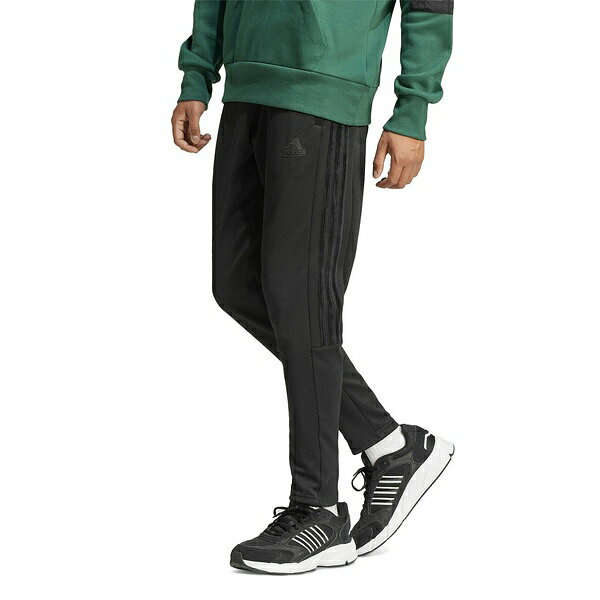 アディダス メンズ カジュアルパンツ ボトムス Men's Tiro Velour Three-Stripe Tapered Track Pants Black