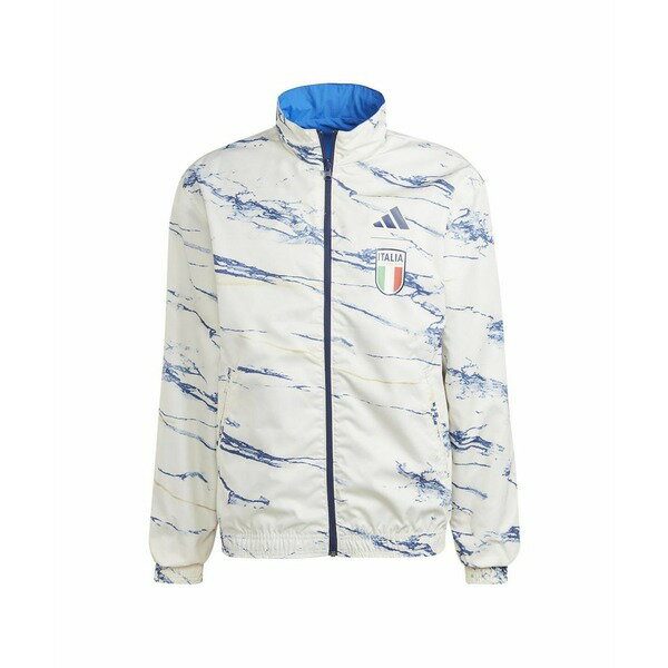 アディダス メンズ ジャケット&ブルゾン アウター Men's White Italy National Team Logo Anthem Reversible Full-Zip Jacket White