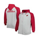 ファナティクス メンズ パーカー・スウェットシャツ アウター Men's Heather Gray Arizona Cardinals Big Tall Fleece Raglan Full-Zip Hoodie Jacket Heather Gray(4)