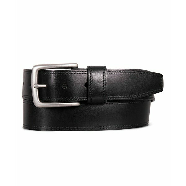 ラッキーブランド メンズ ベルト アクセサリー Men's Double Needle Stitched Leather Belt Black