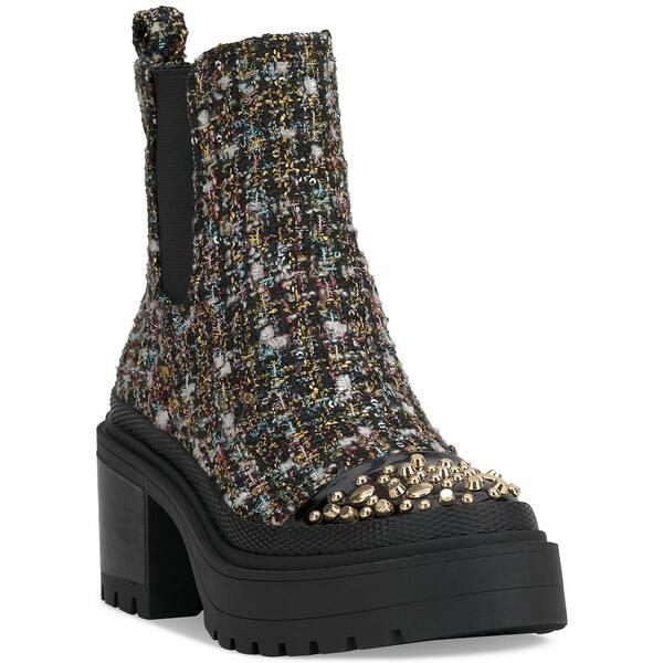 ジェシカシンプソン レディース ブーツ シューズ Women's Jymmie Embellished Chelsea Lug Sole Booties Black Sparkle Tweed