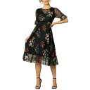 キヨナ レディース ワンピース トップス Women's Wildflower Embroidered Floral Mesh Dress Onyx