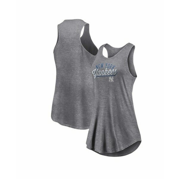 ファナティクス レディース カットソー トップス Women's Heather Gray New York Yankees Simplicity S..