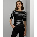 ラルフローレン レディース カットソー トップス Striped Boatneck Top White/Black