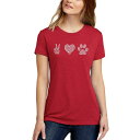 エルエーポップアート レディース Tシャツ トップス Women's Premium Blend Peace Love Dogs Word Art T-shirt Red(4)