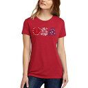 エルエーポップアート レディース Tシャツ トップス Women's Premium Blend Word Art USA Fireworks T-Shirt Red(4)
