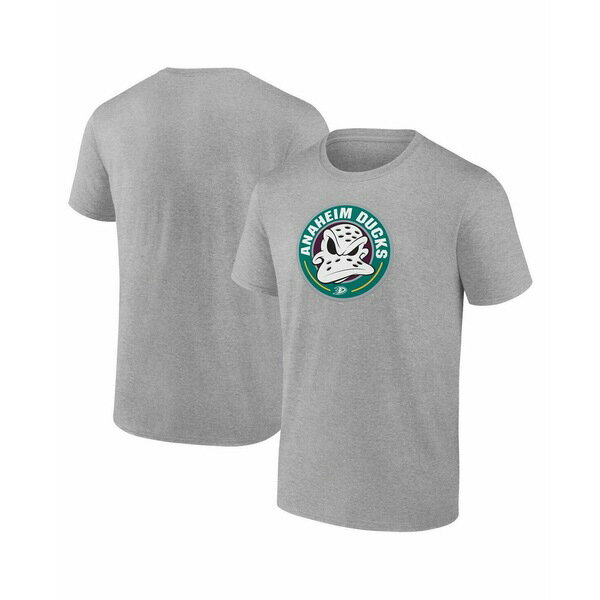 ファナティクス メンズ シャツ トップス Men's Heather Gray Anaheim Ducks Alternate Logo T-shirt Heather Gray