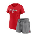 ファナティクス レディース Tシャツ トップス Women's Red, Gray St. Louis Cardinals Script T-shirt and Shorts Combo Set Red, Gray