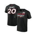 ファナティクス メンズ シャツ トップス Men's Sebastian Aho Black Carolina Hurricanes Authentic Pro Prime Name and Number T-shirt Black