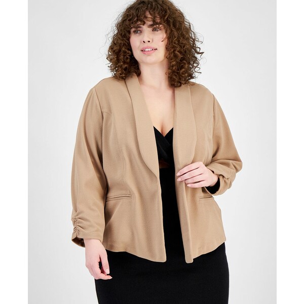 バースリー レディース ジャケット&ブルゾン アウター Trendy Plus Size Knit Drape-Front Blazer, Created for Macy's Warm Ginger