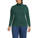 ランズエンド レディース カットソー トップス Plus Size Lightweight Jersey Skimming Long Sleeve Turtleneck Deep forest(4)