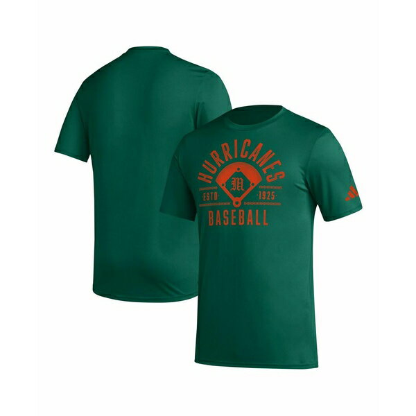 ǥ   ȥåץ Men's Green Distressed Miami Hurricanes Exit Velocity Baseball Pregame AEROREADY T-shirt Green