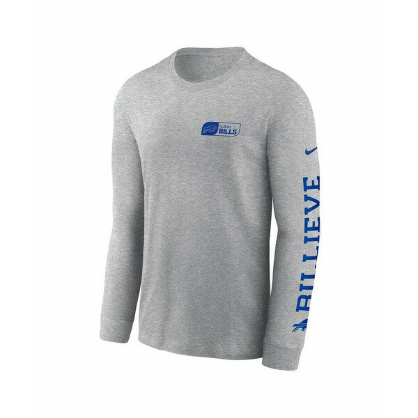 ナイキ メンズ シャツ トップス Men's Heather Gray Buffalo Bills All Out Long Sleeve T-Shirt Heather Gray