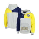 ミッチェル&ネス メンズ パーカー・スウェットシャツ アウター Men's Heather Gray Michigan Wolverines Tie-Breaker Pullover Hoodie Heather Gray|詳細画像