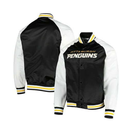 ミッチェル&ネス メンズ ジャケット&ブルゾン アウター Men's Black, White Pittsburgh Penguins Primetime Raglan Satin Full-Snap Jacket Black, White ミッチェル&ネス メンズ ジャケット&ブルゾン アウター Men's Black, White Pittsburgh Penguins Primetime Raglan Satin Full-Snap Jacket Black, White