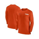 ナイキ メンズ シャツ トップス Men's Orange Clemson Tigers 2024 Sideline Coach UV Performance Long Sleeve T-Shirt Orange, White(4)