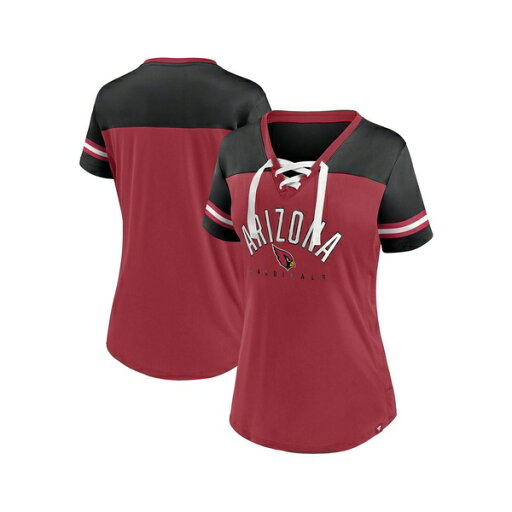 ファナティクス レディース Tシャツ トップス Women's Cardinal, Black Arizona Cardinals Blitz and Glam Lace-Up V-Neck Jersey T-shirt Cardinal, Black ファナティクス レディース Tシャツ トップス Women's Cardinal, Black Arizona Cardinals Blitz and Glam Lace-Up V-Neck Jersey T-shirt Cardinal, Black