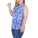ニューヨークコレクション レディース カットソー トップス Plus Size Sleeveless Jacquard Y Neck Top Sky Swirlbreeze(4)