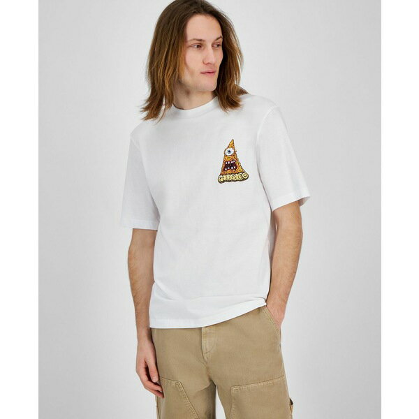 ヒューゴボス メンズ シャツ トップス Men's Nizzerio Short Sleeve Crewneck Logo Graphic T-Shirt White