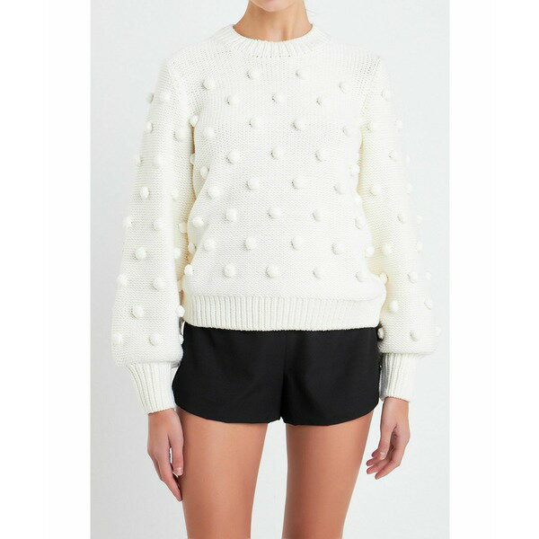 イングリッシュファクトリー レディース ニット&セーター アウター Women's Pom Pom Pattern Long Sleeve Sweater Ivory