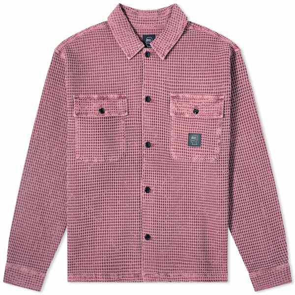 楽天astyブレインデッド メンズ シャツ トップス Brain Dead Waffle Snap Front Overshirt Pink