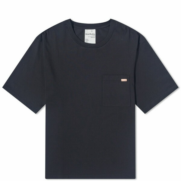 アクネ ストゥディオズ メンズ Tシャツ トップス Acne Studios Edie Pocket Pink Label T-Shirt Black