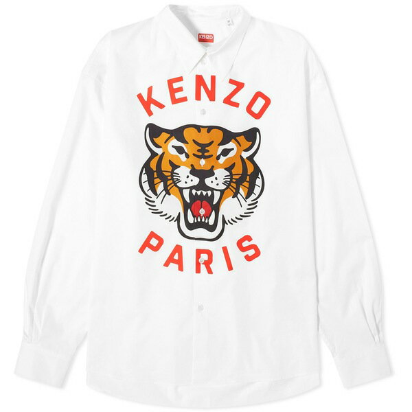 P][ Y Vc gbvX Kenzo Lucky Tiger Shirt White