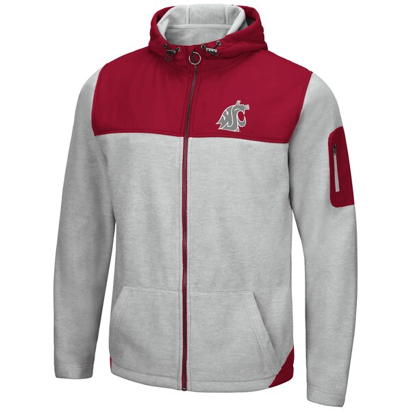 コロシアム メンズ ジャケット＆ブルゾン アウター Washington State Cougars Colosseum Schwartz FullZip Hoodie Heathered Gray/Crimson