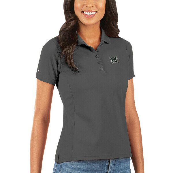 AeBOA fB[X |Vc gbvX Hawaii Warriors Antigua Women's Legacy Pique Polo Charcoal