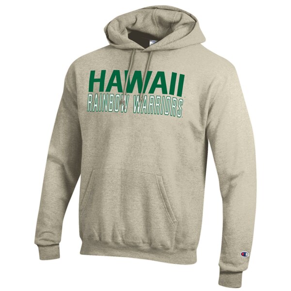 チャンピオン メンズ パーカー・スウェットシャツ アウター Hawaii Warriors Champion Eco Powerblend Pullover Hoodie Oatmeal