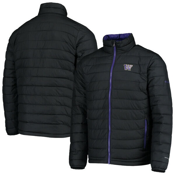 コロンビア メンズ ジャケット＆ブルゾン アウター Washington Huskies Columbia Powder Lite OmniHeat Reflective FullZip Jacket Black