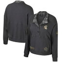 【送料無料】 コロシアム レディース パーカー・スウェットシャツ アウター Michigan State Spartans Colosseum Women's OHT Military Appreciation Payback Henley Thermal Sweatshirt Heather Charcoal