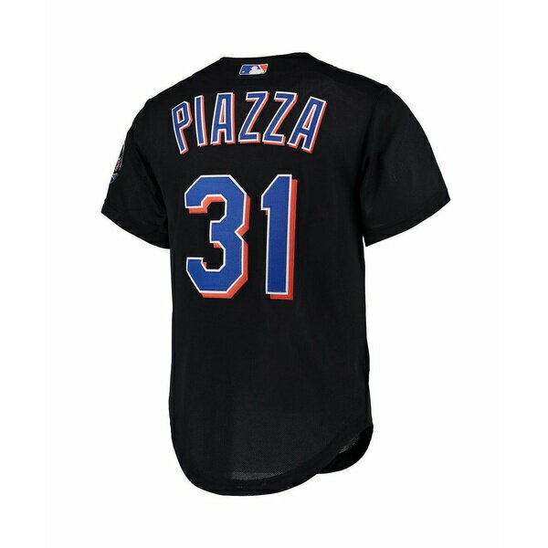 ミッチェル&ネス レディース Tシャツ トップス Men's Mike Piazza Black New York Mets Cooperstown Collection Mesh Batting Practice Button-Up Jersey Black