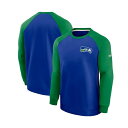 ナイキ レディース ニット セーター アウター Men 039 s Royal and Green Seattle Seahawks Historic Raglan Crew Performance Sweater Royal, Green