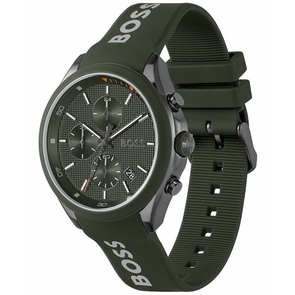ܥ ǥ ӻ ꡼ Men's Velocity Quartz Fashion Chronograph Green Silicone Strap Watch 44mm Green