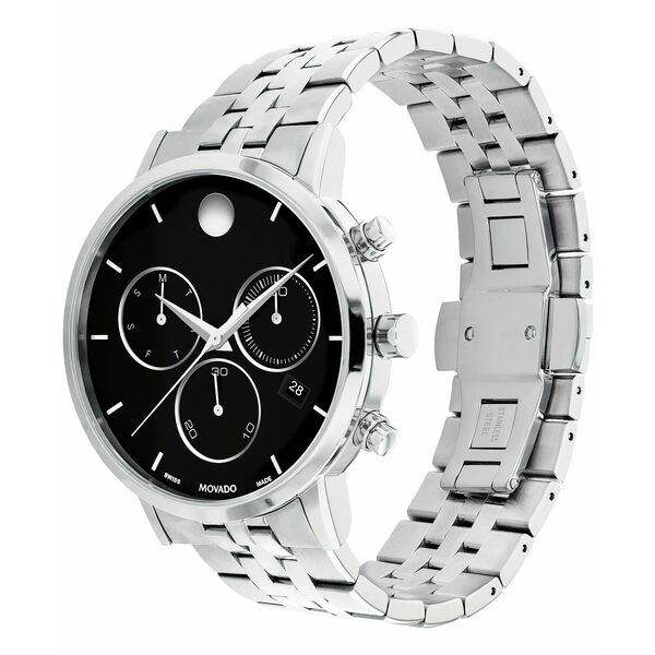 モバド モバド レディース 腕時計 アクセサリー Men's Museum Classic Swiss Quartz Chrono Silver Tone Stainless Steel Watch 42mm Silver-Tone