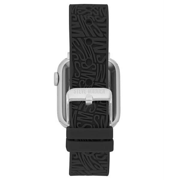 スティーブ マデン レディース 腕時計 アクセサリー Women s Black Silicone Debossed Swirl Logo Band Compatible with 42/44/45/Ultra/Ultra 2 Apple Watch Black Silver-Tone