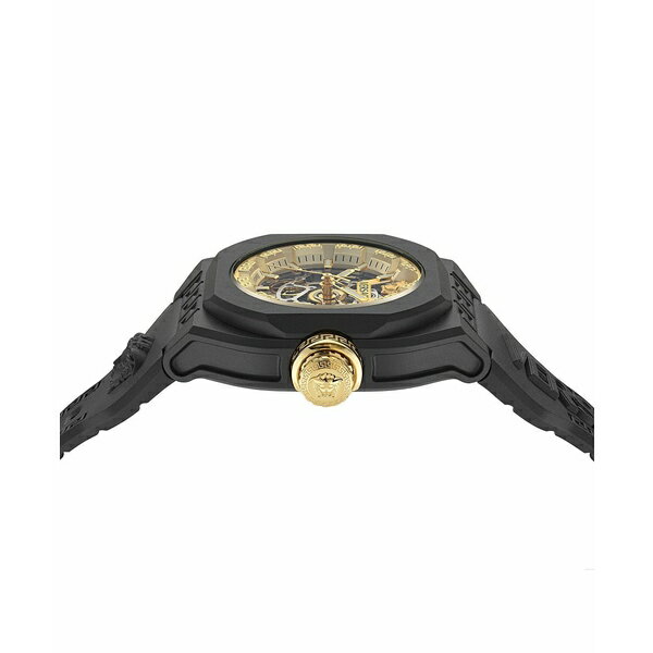 ヴェルサーチ レディース 腕時計 アクセサリー Men's Swiss Automatic V-Legend Skeleton Black Rubber Strap Watch 42mm Black Eco Ceramic