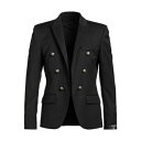 【送料無料】 バルマン メンズ ジャケット&ブルゾン アウター Blazers Black