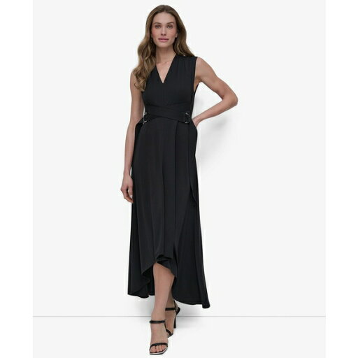 ダナ キャラン ニューヨーク レディース ワンピース トップス Women's V-Neck Sleeveless Belted High-Low Hem Dress Black ダナ キャラン ニューヨーク レディース ワンピース トップス Women's V-Neck Sleeveless Belted High-Low Hem Dress Black