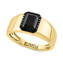 エフィー コレクション レディース リング アクセサリー EFFY Men's Onyx & Black Diamond (1/20 ct. t.w.) Halo Ring in 14k Gold Yellow Gol