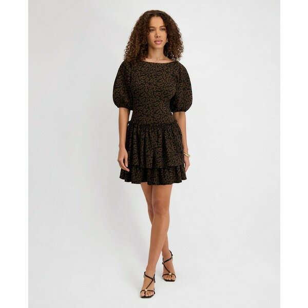 ケンジー レディース ワンピース トップス Women's Stretch-Jacquard Puff-Sleeve A-Line Dress Black/..