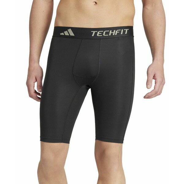 アディダス メンズ カジュアルパンツ ボトムス Men's Tech-Fit Logo Compression Shorts Black