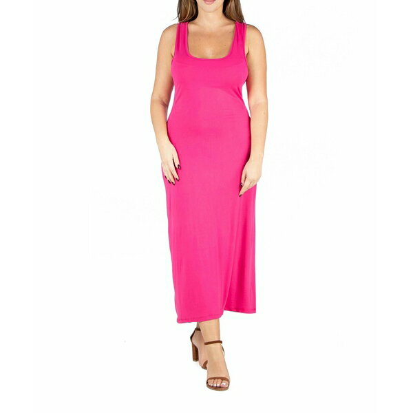 24セブンコンフォート レディース ワンピース トップス Plus Size Racerback Maxi Dress Pink