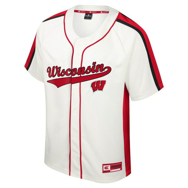 コロシアム メンズ ユニフォーム トップス Wisconsin Badgers Colosseum Ruth ButtonUp Baseball Jersey Cream